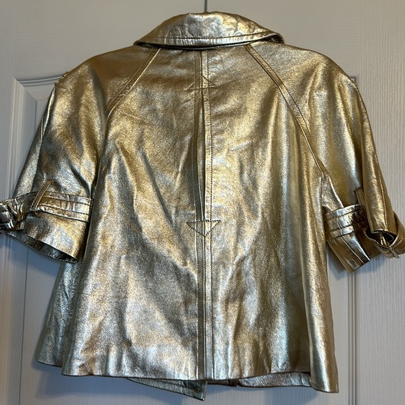 Gold Metallic Leather Jacket. Excellent Condition. - Picture 3 of 7